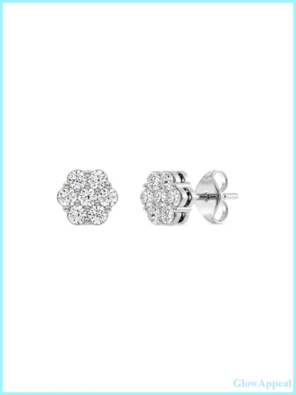 Lab-Grown Diamond Flower Earrings 925 Sterling Silver 14KT Yellow Gold Plated